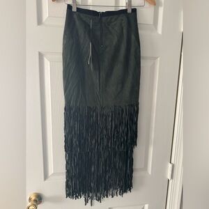 Elie Tahari Black Fringe Pencil Skirt
